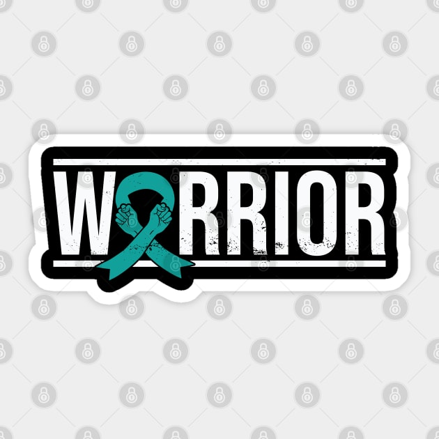 Tourette Syndrome Warrior with Teal Awareness Ribbon Sticker by GiftTrend